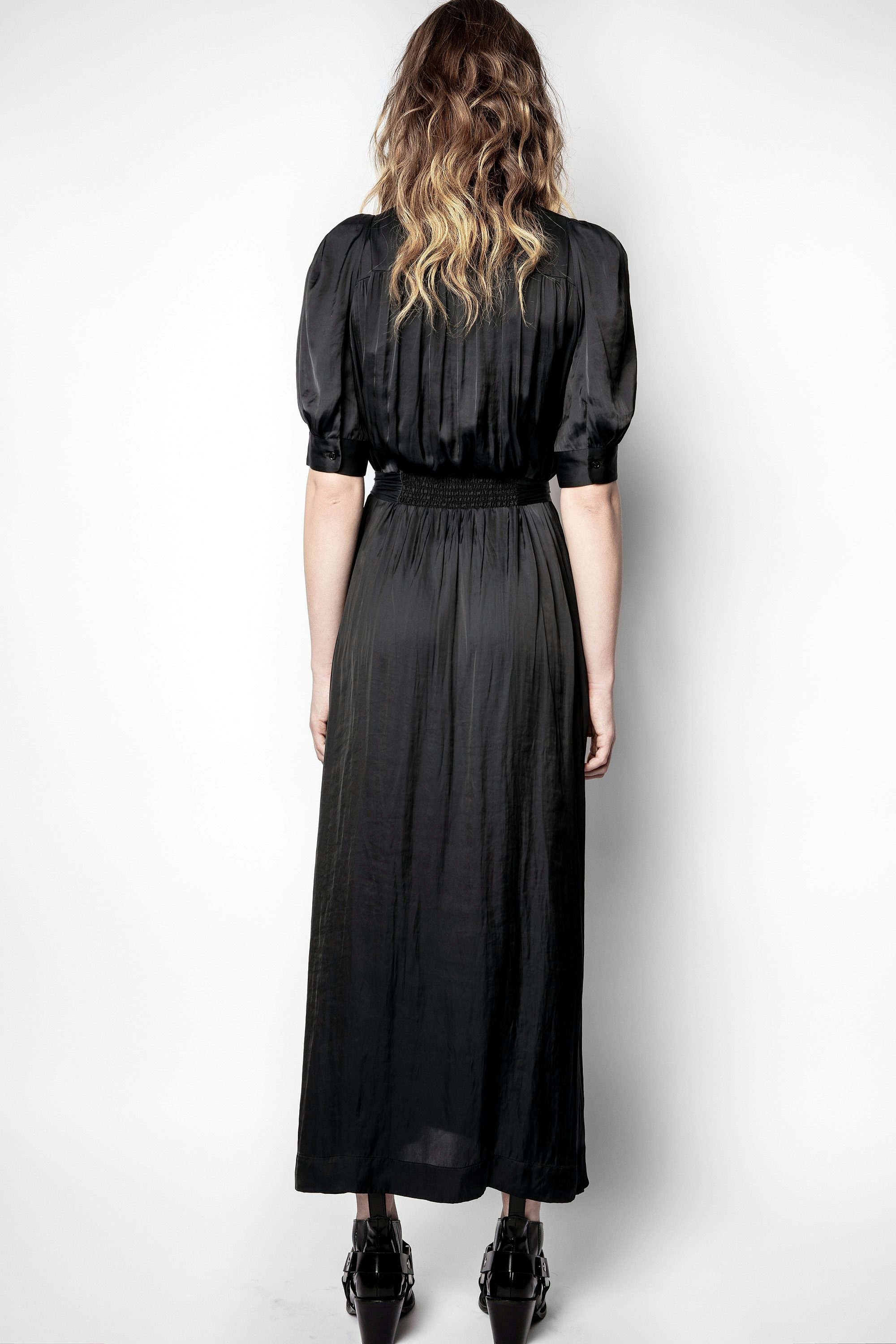 Remedy Satin Dress - Women’s long black skirt.